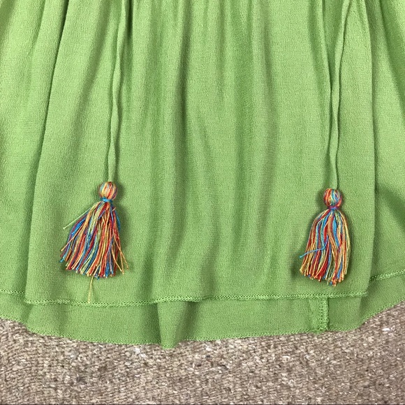Umgee Green Blouse Top Lace Tassel Detail Small - Picture 3 of 7